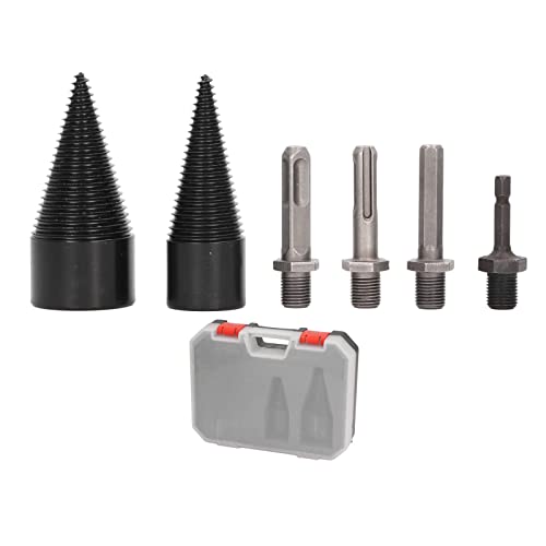 6 PCs Brennholzbohrmaschine Bit Set mit 4 Griffen, Holzsplitter -Bohrer, 32 mm 42 mm abnehmbarer Hochleistungs -Split -Kegelbohrer zum Camping von Zoeyilan