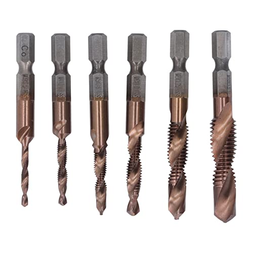 6 PCs Drill- und Hahneinsatz, TI -geplante Kombination zum Bohrer -Bit -Set, metrische Gewinde -Tap -Bohrer, M3 M4 M5 M6 M8 M10 Hex Shank, zum Klopfen in Holzplastik und Aluminium von Zoeyilan