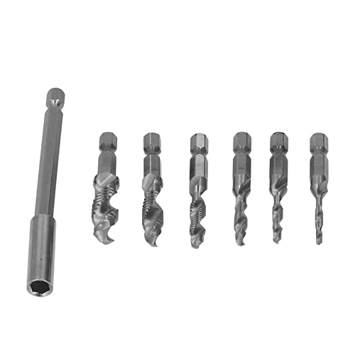 6 PCs Drill- und Taps -Set, metrische Kombination zum Bohrbit Set, M3 M4 M5 M6 M8 M10 Hex Shank, mit Verlängerungsstange, zum Klopfen in Holzplastik und Aluminium (Silber) von Zoeyilan