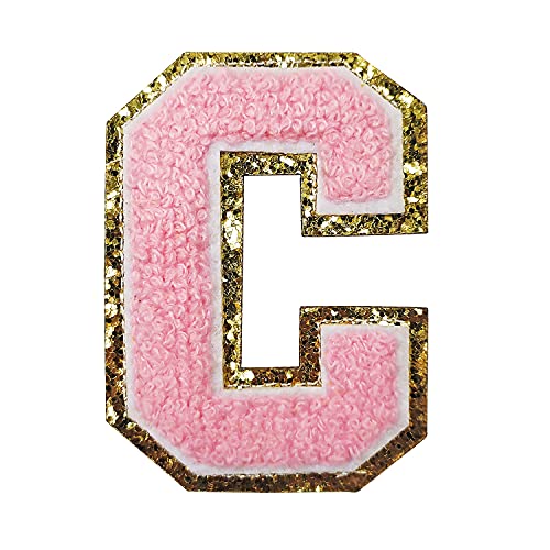 Buchstaben zum Aufbügeln Gold Glitzer & Rosa Chenill, 3 Stück Varsity Initial Patches, selbstklebende Aufkleber Buchstaben Patch für Team Kostüm Dekoration 7,9 cm Höhe Buchstaben zum Aufbügeln Gold Glitzer & Rosa Chenill, 3 Stück Varsity Initial Patches, selbstklebende Aufkleber Buchstaben Patch für Team Kostüm Dekoration 7,9 cm Höhe von Zogify
