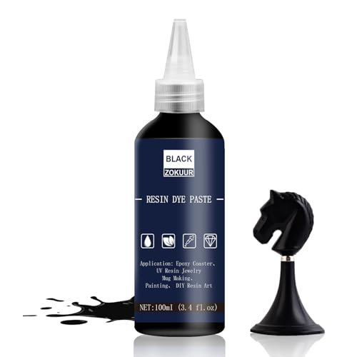 Zokuur Epoxidharz Farbe Harz Farbpaste - 100ml Konzentrierte Epoxy Resin Pigment Paste, Epoxy Resin Pigment Paste für Epoxid Kunstharz, Untersetzer, Schmuckherstellung, Malerei (Schwarze) von Zokuur