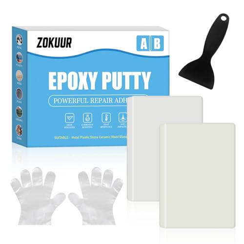 Zokuur Epoxidharz Knete, 200g 2 Komponenten Epoxid Knetmasse Metallkleber Reparatur Kit, zum Reparieren, Füllen und Modellieren - Epoxy Kleber zum Metall, Kunststoff, Holz und Keramik, Skulptur (Weiß) von Zokuur