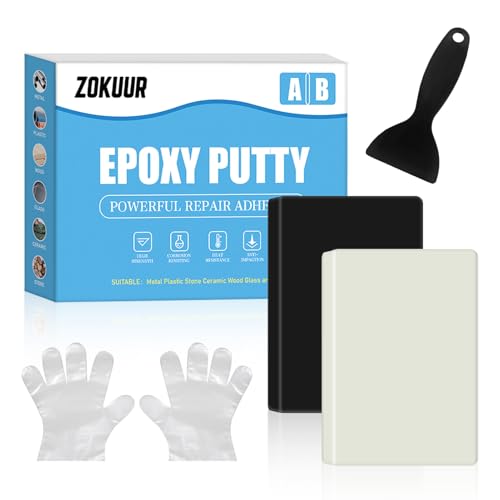 Zokuur Epoxidharz Knete, 200g 2 Komponenten Epoxid Knetmasse Metallkleber Reparatur Kit, zum Reparieren, Füllen und Modellieren - Epoxy Kleber zum Metall,Kunststoff,Holz und Keramik,Skulptur (Schwarz) von Zokuur