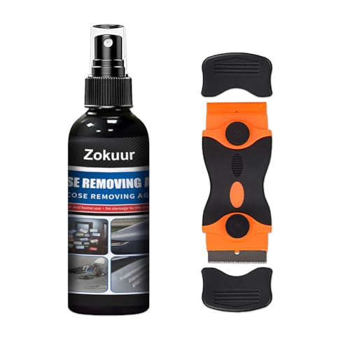 Zokuur Klebstoffentferner Spray, 100 ML Klebereste Entferner, Etikettenlöser mit Praktischem Schaber, Kleberentferner, Label Remover, Klebstoffentferner, Etikettenentferner, Aufkleber Entferner von Zokuur