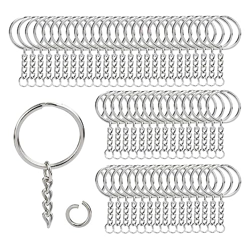 2,5 cm Schlüsselanhänger-Ringe, silberner geteilter runder Schlüsselanhänger mit Kette und offenen Biegeringe für DIY-Schlüsselanhängerherstellung Handwerk (100 Sets silberfarbene 2,5 cm von ZoloAJay