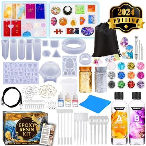 Zoncolor Harz-Kits für Anfänger, Kunstharz-Schmuckherstellungs-Set mit Formen und Harzherstellungszubehör – Silikon-Gießwerkzeug-Set und klares Epoxidharz für Bastelarbeiten, Weihnachtsgeschenke für von Zoncolor