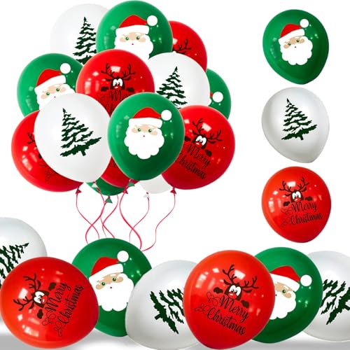 100 Stück Weihnachten Luftballons, ZoneYan 12 Zoll Latex Weihnachten Ballons, Rot Grün Weiß Weihnachtsballons, Weihnachtsdeko Luftballons, Weihnachten Party Ballons, Christmas Party Deko von ZoneYan