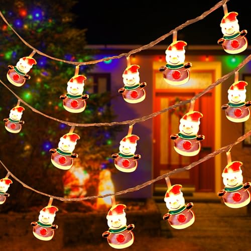 ZoneYan Lichterkette Schneemann, 3M 20 LED Weihnachtsdeko Lichterkette, Lichterkette Weihnachten Batterie, Weihnachtsdeko Innen Lichtervorhang für Party, Hochzeit, Balkon, Weihnachtsbaum, Warmweiß von ZoneYan