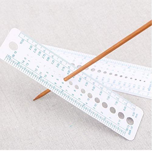 2st Stricknadel Messer Lineal Kunststoff Stricknadel Measure Ruler Praktisches Nadelmesser Zoll Größen Design Lineal Nähen Werkzeuge 2-10mm von Zonfer