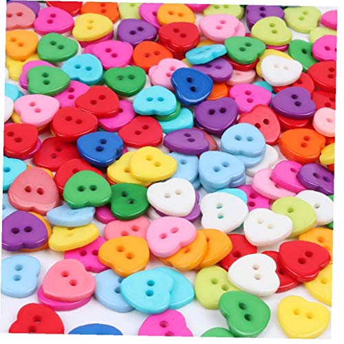 Zonfer 100pcs 12mm Kunststoff-2-holes-herz-knopf Mix-süßigkeit-Farben-Harz-Liebe Herz Klebstein Knöpfe Werkzeuge Kleidung Nähen Accessoires- von Zonfer