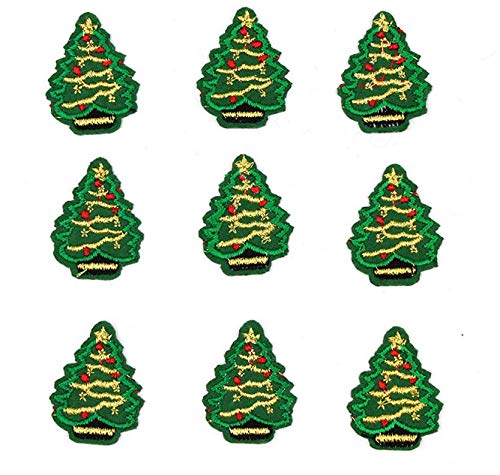 Zonfer 10pcs Embroidered Appliques, Christmas Tree Embroidered Patches Iron-on Patch for Xmas Festival Party Cloth Hat DIY Decor von Zonfer