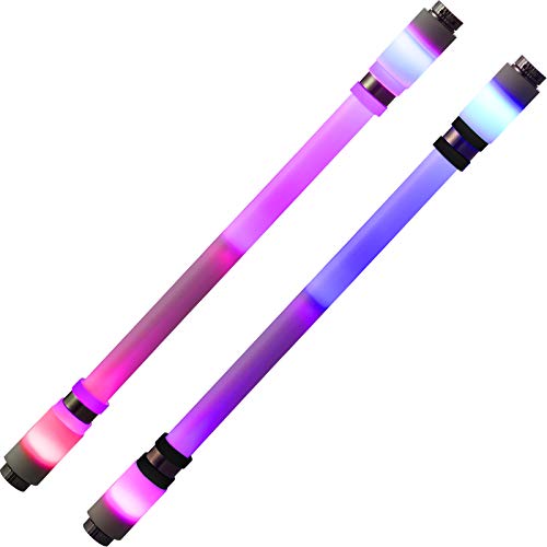 Zonon 2 Stück Rotierend Penspinning Stift LED Drehend Rotationsstift Rutschfest Beschichtung Stift Rotierend Kugelschreiber Ohne Stiftmine Stressabbau Spielzeug (Schwarz, Lila, Einfach Stil) von Zonon