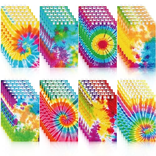 Zonon 48 Stück Mini Notizblöcke kinder Tie Dye Party Mitgebsel klein Spirale Notizbücher set Tasche Tagebücher Lustige notizbuch für Kunst Batikfärbung Geburtstag Partytüten Füllung , 8 Stile von Zonon