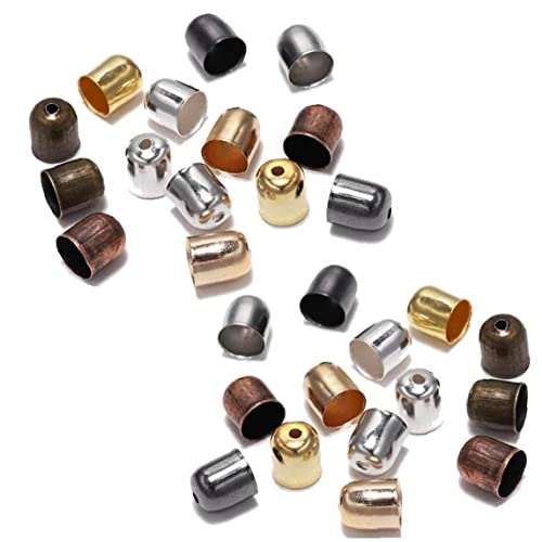 Zonster 100 Stücke Lederschnüre Armbänder Schnalle Finden Ende TIPP Quaste Caps Crimp End Perlen Kappen Für DIY Schmuckherstellung, Mehrfarbig, 7 x 8mm von Zonster