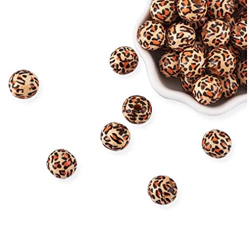 Zonster 100 Teile Leopard Holzperlen Personalisierte Leopard Lackierte Runde Lose Polierte Perlen Für Girlande Schmuck Machen DIY Basteln (14 Mm), Brauner Leoparden von Zonster