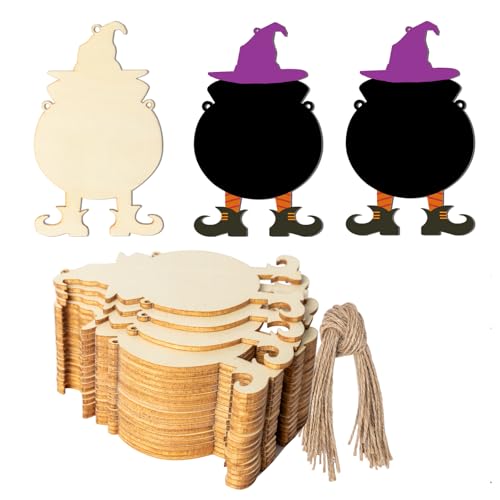 Hexenherbst, Hexentopfform, Holz, Halloween, blanko, mit Bindfäden, Kunst, unlackierte Ornamente für Halloween, Weihnachten, Hochzeit, Geburtstag, Party, Erntedankfest, Dekoration, 20 Stück Hexenherbst, Hexentopfform, Holz, Halloween, blanko, mit Bindfäden, Kunst, unlackierte Ornamente für Halloween, Weihnachten, Hochzeit, Geburtstag, Party, Erntedankfest, Dekoration, 20 Stück von Zontween