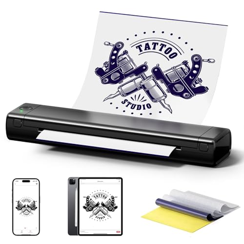 Tattoo Drucker, Zoolion M08F Tattoo Stencil Drucker Maschine mit 10 Tattoo Transfer Papier, Thermodrucker Tattoo kompatibel mit Smartphone & PC, Tattoo Drucker für Anfänger, Tattoo Künstler von Zoolion