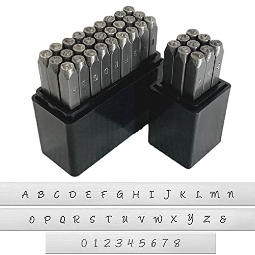 Metallstempel für Schmuck-Stempelset, Metallstempel-Set, VIN-Zahlen-Stempelset, Buchstaben-Stempel, Buchstaben- und Zahlenstanzer-Set, 3 mm (handgeschriebene Schriftart) von Zoom Precision