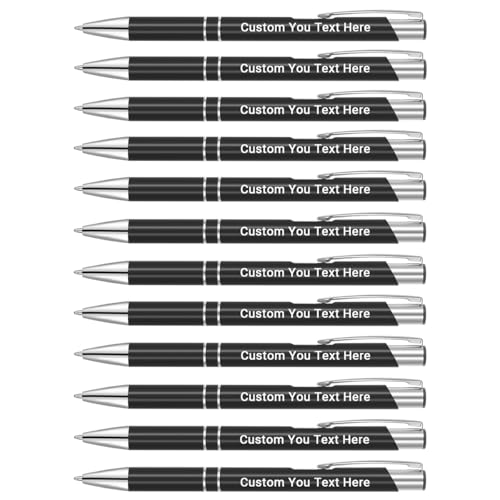 Zoonnis 100 Pcs Personalisierte Einziehbare Kugelschreiber für Business Personalisierte Gravierte Stift in Bulk für Frauen Männer mit Namen Text Customised Stift Schreiben mit Schwarzer Tinte von Zoonnis