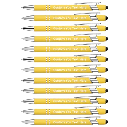 Zoonnis 100 Stück personalisierte Kugelschreiber mit Stylus-Spitzen für Geschäft, personalisierbar, gravierter Stift in Großpackung für Damen und Herren, mit Namentext, personalisierter Stift, von Zoonnis