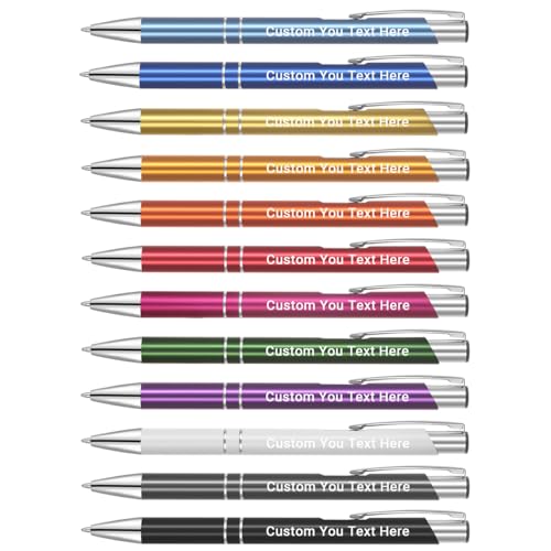 Zoonnis 12 Pcs Personalisierte Einziehbare Kugelschreiber für Business Personalisierte Gravierte Stift in Bulk für Frauen Männer mit Namen Text Customised Stift Schreiben mit Schwarzer Tinte von Zoonnis