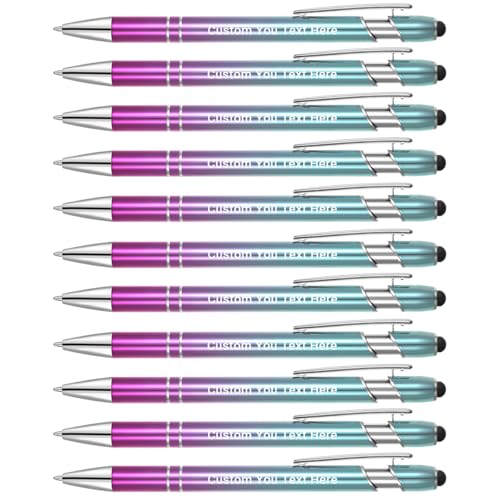 Zoonnis 12 Pcs Personalisierte Kugelschreiber mit Stylus-Tipps für Business Personalisierte Gravierte Stift Bulk für Frauen Männer mit Namen Text Schreiben kundengerechten Stift mit Schwarzer Tinte von Zoonnis