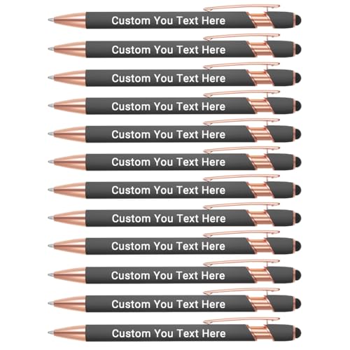 Zoonnis 12 Pcs Personalisierte Kugelschreiber mit Stylus-Tipps für Business Personalisierte Gravierte Stift in Bulk für Frauen Männer mit Namen Text Benutzerdefinierte Stift mit Schwarzer Tinte von Zoonnis