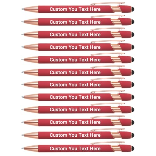 Zoonnis 12 Pcs Personalisierte Kugelschreiber mit Stylus-Tipps für Business Personalisierte Gravierte Stift in Bulk für Frauen Männer mit Namen Text Benutzerdefinierte Stift mit Schwarzer Tinte von Zoonnis