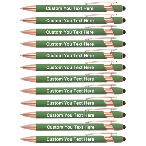 Zoonnis 12 Pcs Personalisierte Kugelschreiber mit Stylus-Tipps für Business Personalisierte Gravierte Stift in Bulk für Frauen Männer mit Namen Text Benutzerdefinierte Stift mit Schwarzer Tinte von Zoonnis