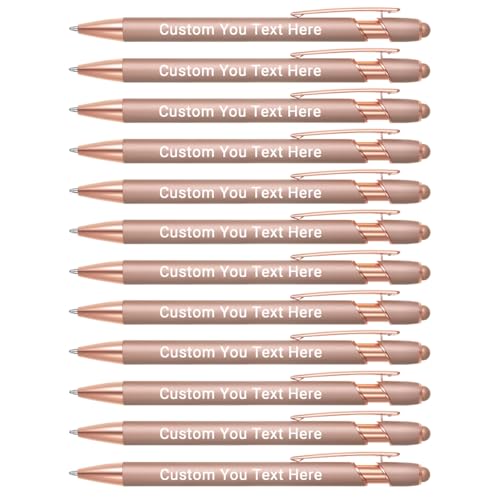 Zoonnis 12 Pcs Personalisierte Kugelschreiber mit Stylus-Tipps für Business Personalisierte Gravierte Stift in Bulk für Frauen Männer mit Namen Text Benutzerdefinierte Stift mit Schwarzer Tinte von Zoonnis