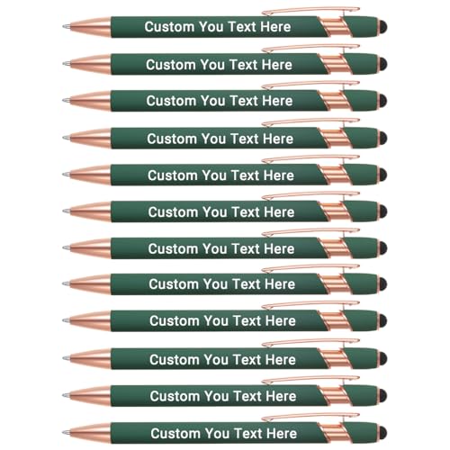 Zoonnis 12 Pcs Personalisierte Kugelschreiber mit Stylus-Tipps für Business Personalisierte Gravierte Stift in Bulk für Frauen Männer mit Namen Text Benutzerdefinierte Stift mit Schwarzer Tinte von Zoonnis