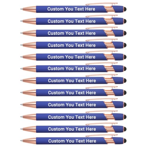 Zoonnis 12 Pcs Personalisierte Kugelschreiber mit Stylus-Tipps für Business Personalisierte Gravierte Stift in Bulk für Frauen Männer mit Namen Text Benutzerdefinierte Stift mit Schwarzer Tinte von Zoonnis