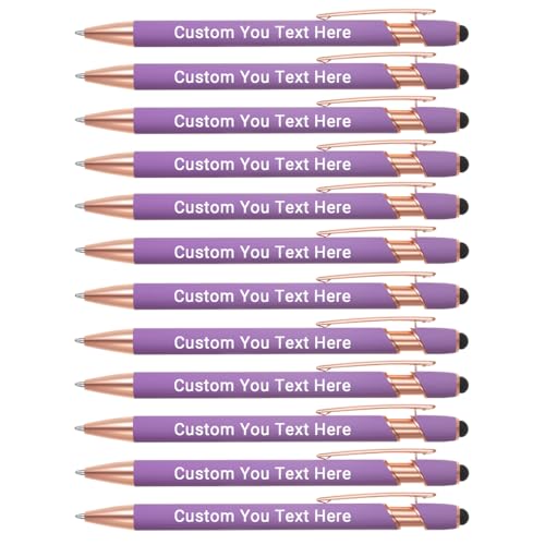 Zoonnis 12 Pcs Personalisierte Kugelschreiber mit Stylus-Tipps für Business Personalisierte Gravierte Stift in Bulk für Frauen Männer mit Namen Text Benutzerdefinierte Stift mit Schwarzer Tinte von Zoonnis