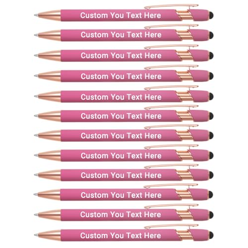 Zoonnis 12 Pcs Personalisierte Kugelschreiber mit Stylus-Tipps für Business Personalisierte Gravierte Stift in Bulk für Frauen Männer mit Namen Text Benutzerdefinierte Stift mit Schwarzer Tinte von Zoonnis