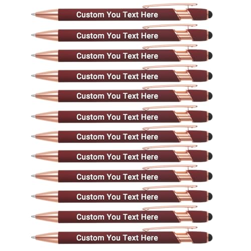 Zoonnis 12 Pcs Personalisierte Kugelschreiber mit Stylus-Tipps für Business Personalisierte Gravierte Stift in Bulk für Frauen Männer mit Namen Text Benutzerdefinierte Stift mit Schwarzer Tinte von Zoonnis