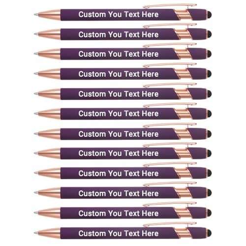 Zoonnis 12 Pcs Personalisierte Kugelschreiber mit Stylus-Tipps für Business Personalisierte Gravierte Stift in Bulk für Frauen Männer mit Namen Text Benutzerdefinierte Stift mit Schwarzer Tinte von Zoonnis