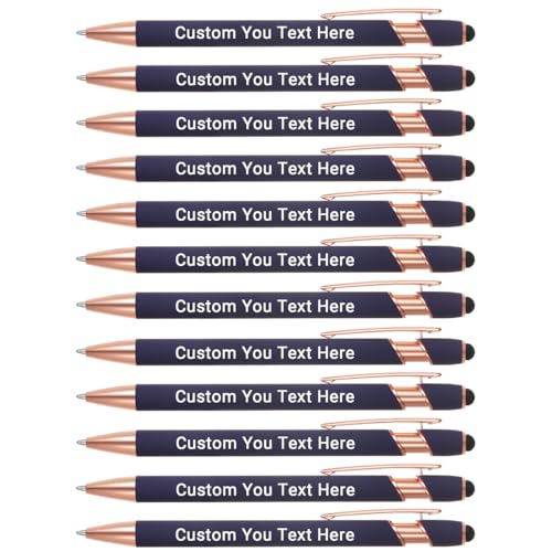 Zoonnis 12 Pcs Personalisierte Kugelschreiber mit Stylus-Tipps für Business Personalisierte Gravierte Stift in Bulk für Frauen Männer mit Namen Text Benutzerdefinierte Stift mit Schwarzer Tinte von Zoonnis