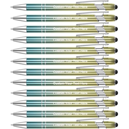 Zoonnis 24 Pcs Personalisierte Kugelschreiber mit Stylus-Tipps für Business Personalisierte Gravierte Stift Bulk für Frauen Männer mit Namen Text Schreiben kundengerechten Stift mit Schwarzer Tinte von Zoonnis