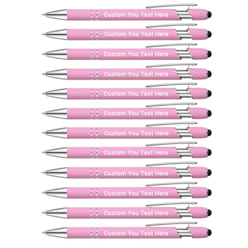 Zoonnis 24 Stück personalisierte Kugelschreiber mit Stylus-Spitzen für Geschäft, personalisierbar, gravierter Stift in Großpackung für Damen und Herren, mit Namentext, personalisierter Stift, von Zoonnis