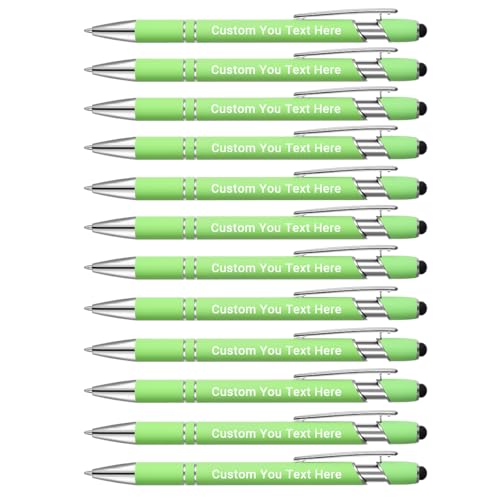 Zoonnis 24 Stück personalisierte Kugelschreiber mit Stylus-Spitzen für Geschäft, personalisierbar, gravierter Stift in Großpackung für Damen und Herren, mit Namentext, personalisierter Stift, von Zoonnis