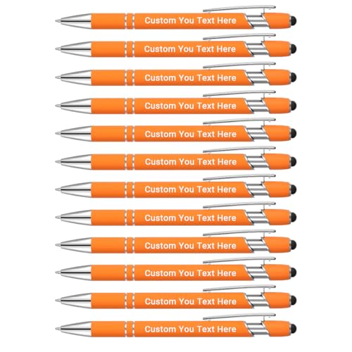 Zoonnis 48 Stück personalisierte Kugelschreiber mit Stylus-Spitzen für Geschäft, personalisierbar, gravierter Stift in Großpackung für Damen und Herren, mit Namentext, personalisierter Stift, von Zoonnis