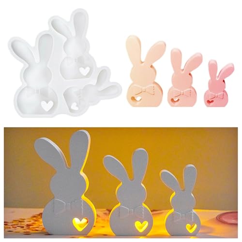 Silikonformen Gießformen Ostern Hase, Silikon Gießform Ostern, Osterhasen Silikonform Hasen Frühling, 3D Osterhase Silikonform DIY Deko für Gips Kerzenhalter Handwerk von Zoruam