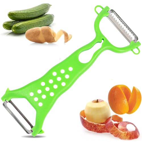 Veggieglide Gemüsereibe, doppelseitig, Reibe und Gemüseschäler, multifunktional, ergonomischer Griff, für Obst, Gemüse, Kartoffeln, Edelstahl von Zoruam