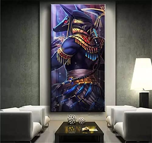 Diamond Painting Ägyptischer Gott Anubis 40x80cm,5D Diamant Painting grosse Bilder Erwachsene Round Diamanten Crystal Stickerei Kreuzstich Art Crafts malen nach zahlen Kit Home Wall Decor Gift E4 von Zosoore