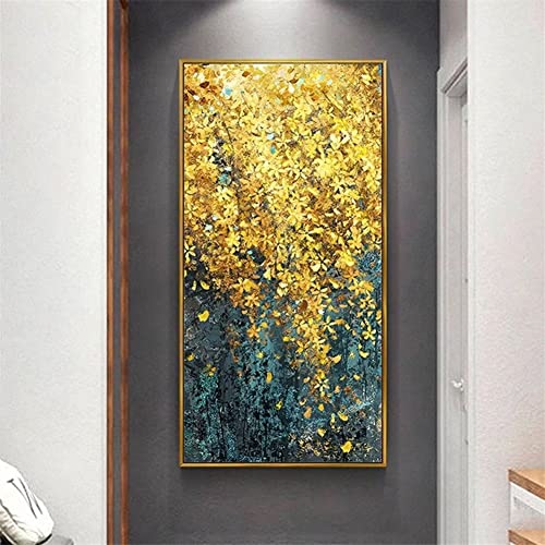 Diamond Painting Goldenes Blatt 30x60cm,5D Diamant Painting grosse Bilder Erwachsene/Kinder Round Diamanten Crystal Stickerei Kreuzstich Art Crafts malen nach zahlen Kit Home Wall Decor Gift B52 von Zosoore