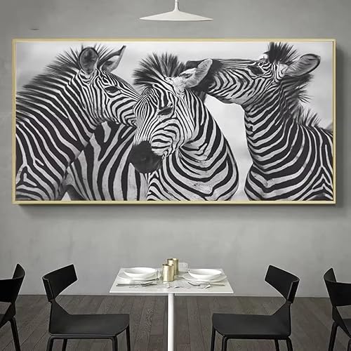 Diamond Painting Schwarz-weißes Zebra,5D Diamant Painting Bilder erwachsene Groß,DIY Cross Stickerei Round Diamant Malerei Kits,Wohnzimmer Schlafzimmer Büro Wand Und Eingang Dekor Geschenk 40x80cm A69 von Zosoore