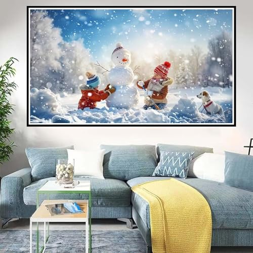 5D Diamond Painting Erwachsene Schneemann Diamond Painting Set 50x90cm, DIY Winter Diamond Painting Kinder Erwachsene Kreuzstich Stickerei Kunst Malerei Geschenke, Zimmer Wand Deko Aesthetic - D-373 von Zoulile