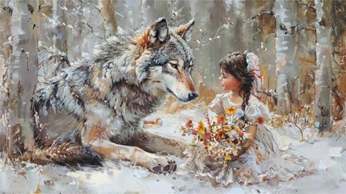 5D Diamond Painting Erwachsene Wolf Diamond Painting Set 50x90cm, DIY MäDchen Diamond Painting Kinder Basteln Erwachsene Kreuzstich Stickerei Kunst Malerei Geschenke, Zimmer Wand Deko Aesthetic Z-182 von Zoulile