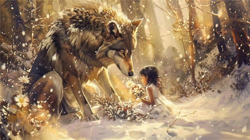 5D Diamond Painting Erwachsene Wolf Diamond Painting Set 50x90cm, DIY MäDchen Diamond Painting Kinder Basteln Erwachsene Kreuzstich Stickerei Kunst Malerei Geschenke, Zimmer Wand Deko Aesthetic Z-180 von Zoulile