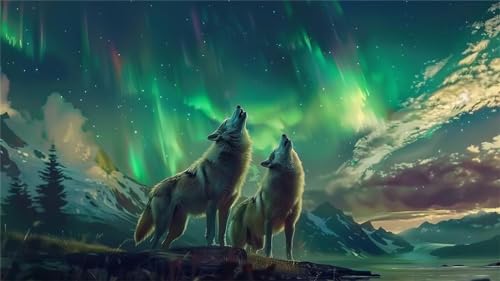 5D Diamond Painting Erwachsene Wolf Diamond Painting Set 60x105cm, DIY Aurora Diamond Painting Kinder Basteln Erwachsene Kreuzstich Stickerei Kunst Malerei Geschenke, Zimmer Wand Deko Aesthetic Z-221 von Zoulile